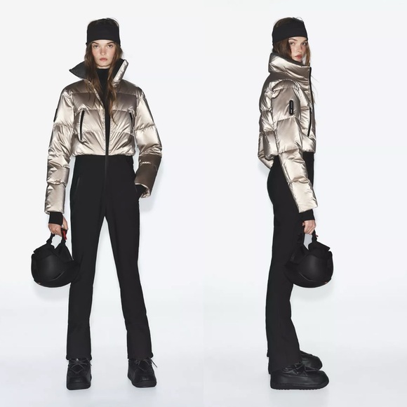Zara Ski Suit Metallic Puffer Jacket with Black Pants JUMPSUIT SKI COLLECTION - Picture 1 of 10